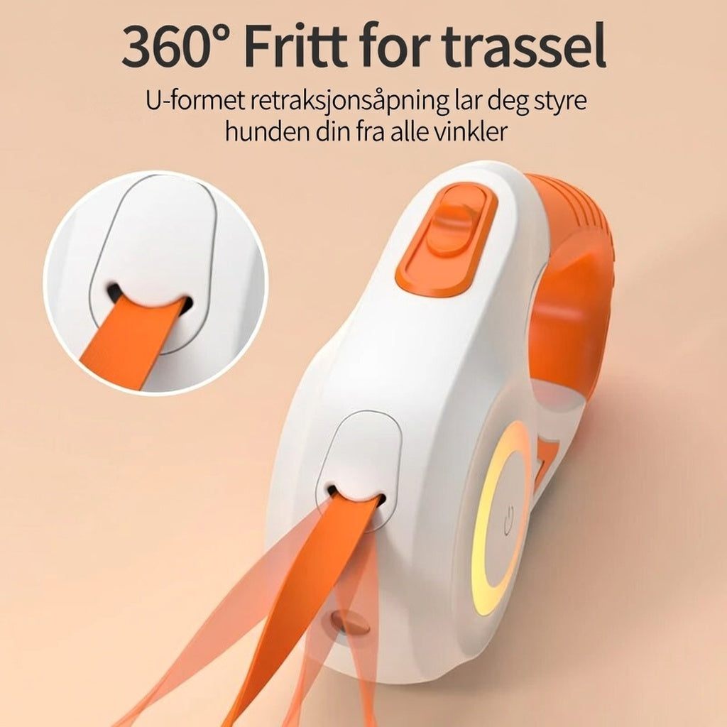 Automatisk uttrekkbart lysende hundebånd