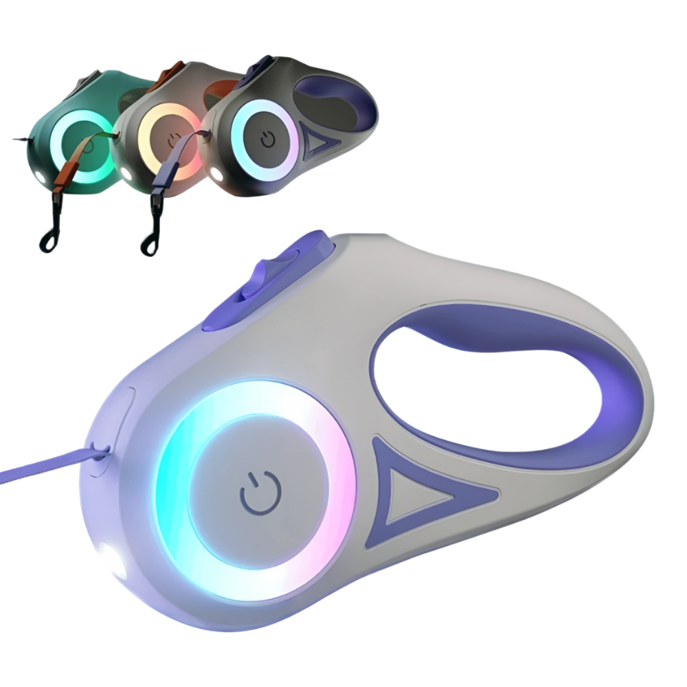 Automatisk uttrekkbart lysende hundebånd