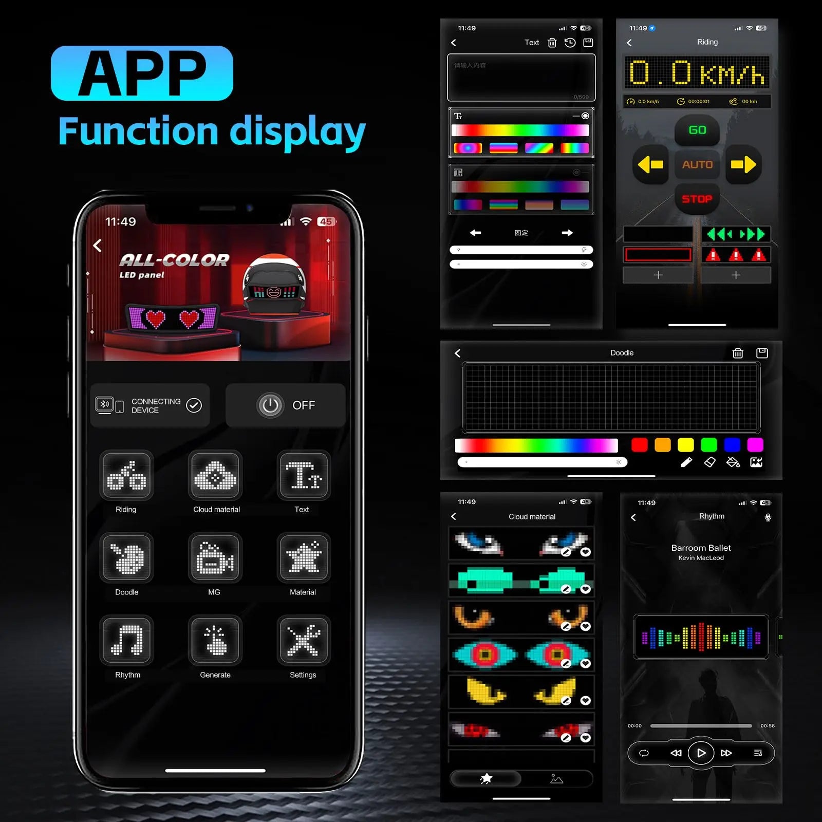 LED-skjerm for motorsykkelhjelm