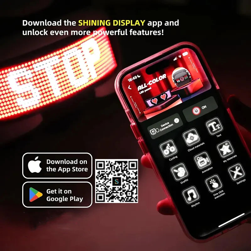 LED-skjerm for motorsykkelhjelm