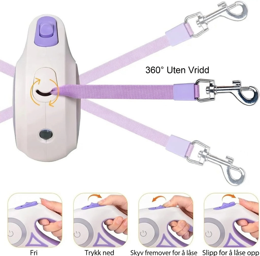 Automatisk uttrekkbart lysende hundebånd