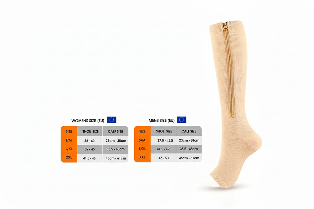 Glidelås støttestrømper