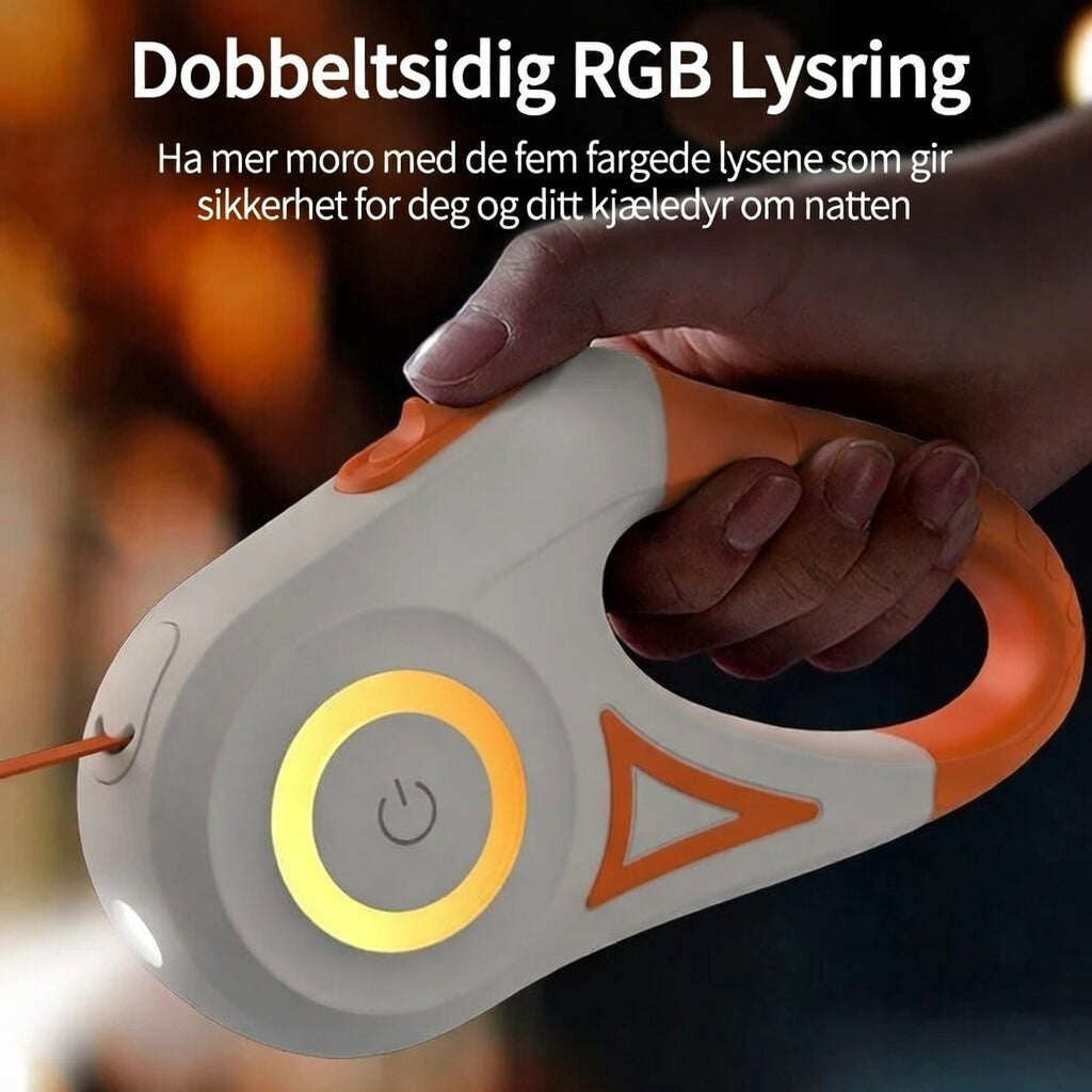 Automatisk uttrekkbart lysende hundebånd