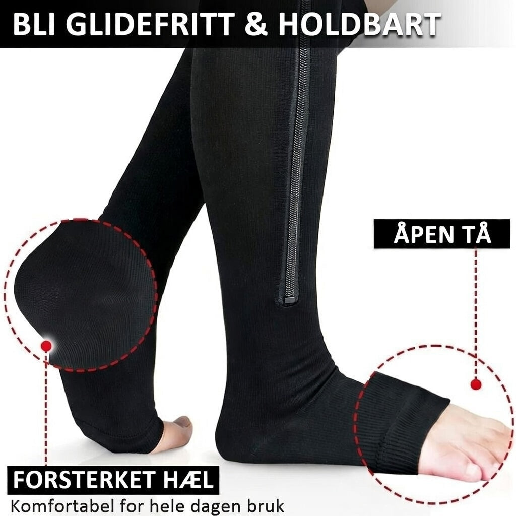 Glidelås støttestrømper